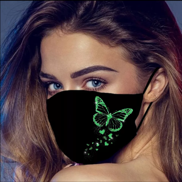 Stoffmaske - Green Butterfly at Midnight