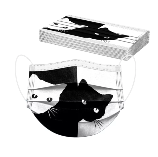 Einwegmasken "Black and White Cats"